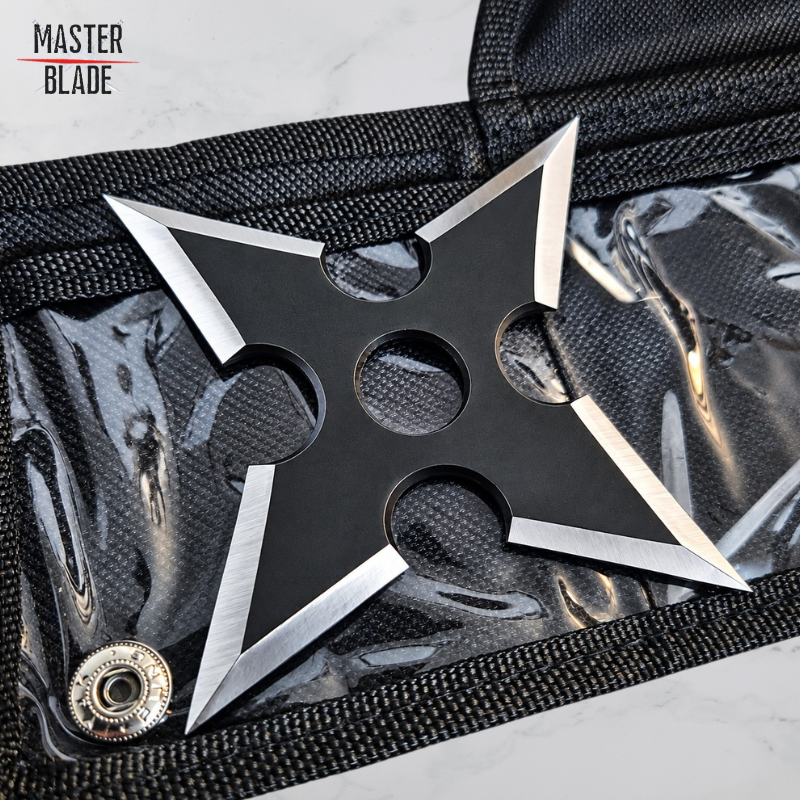 סט כוכבי הטלה - Set of 3 Black Ninja Stars 4 Blades
