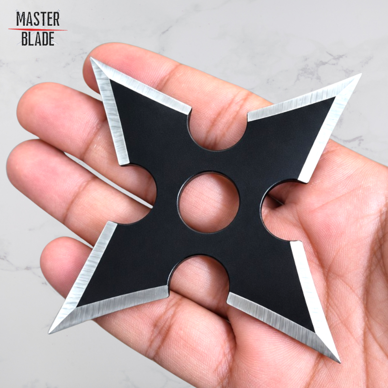 סט כוכבי הטלה - Set of 3 Black Ninja Stars 4 Blades