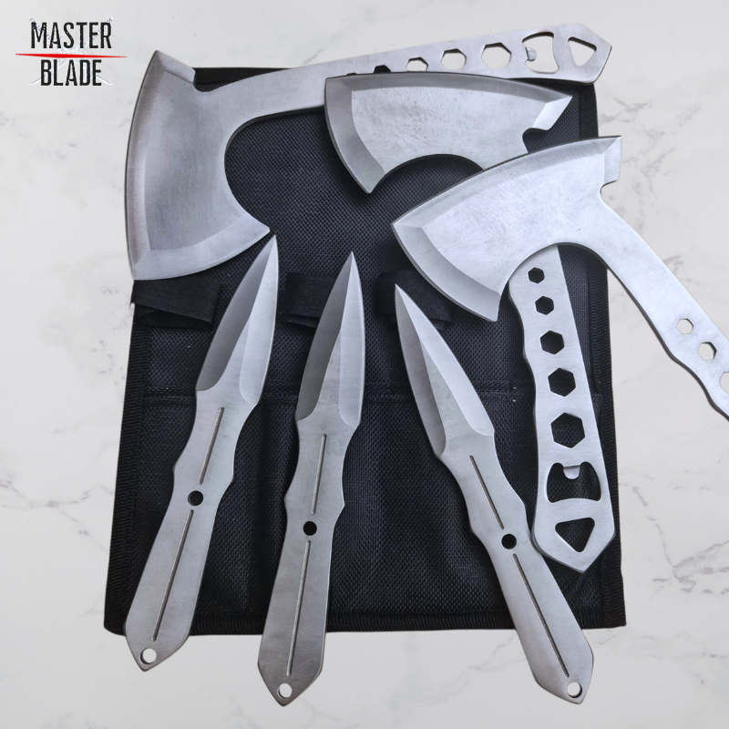 סט גרזני וסכיני הטלה - Warrior Throwing Axe & Knife Set