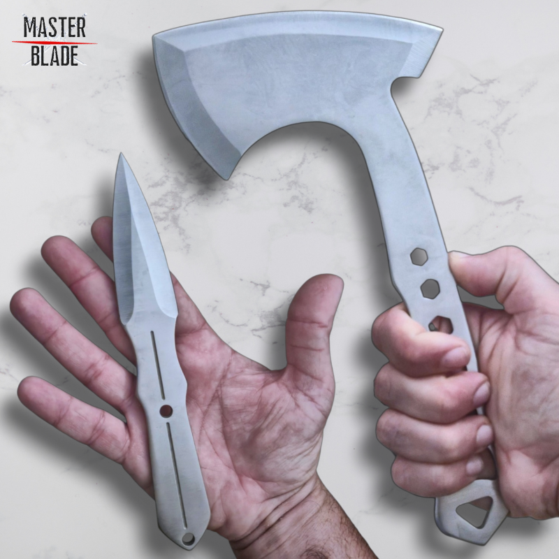 סט גרזני וסכיני הטלה - Warrior Throwing Axe & Knife Set